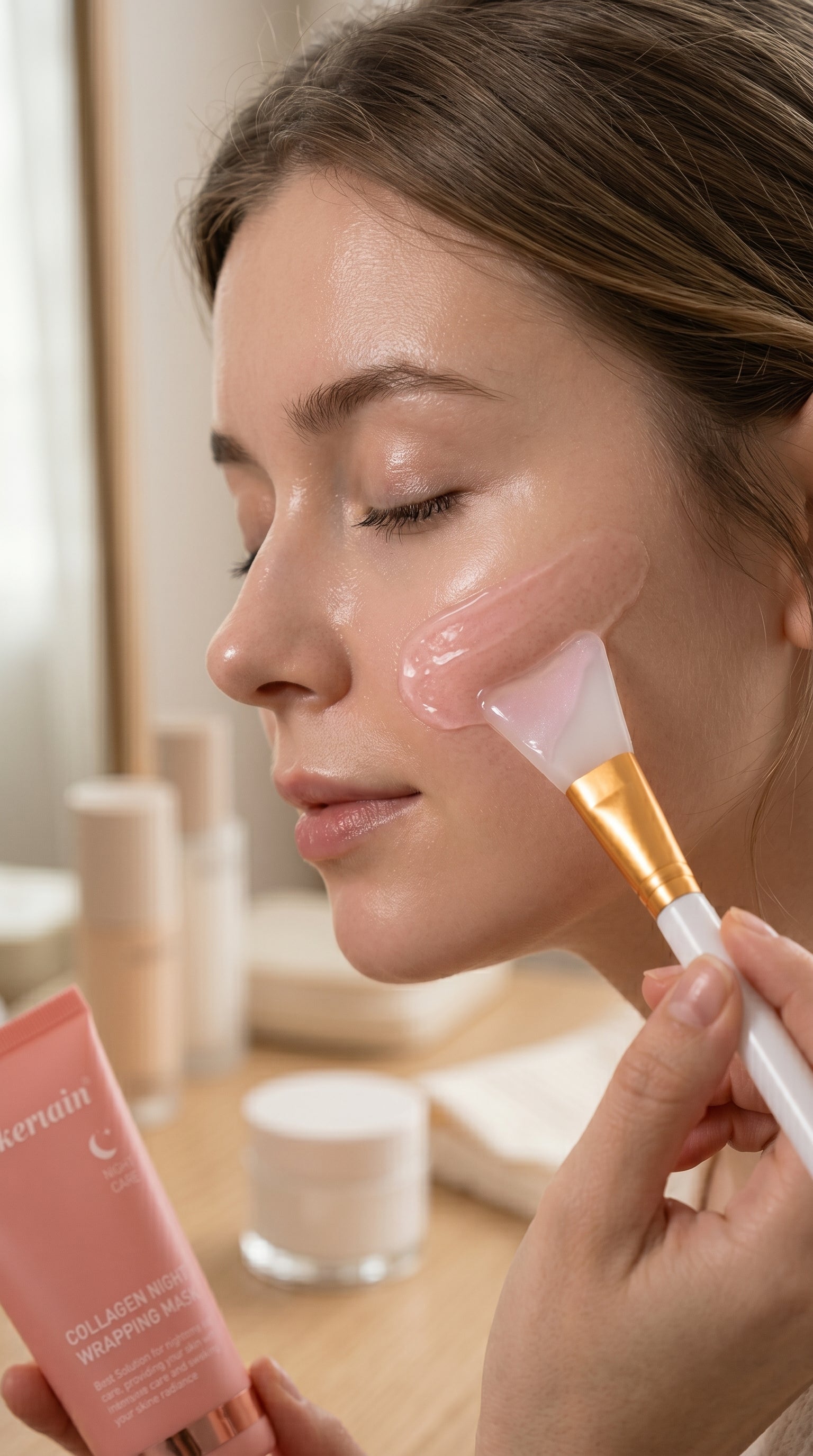 Applying the mask with silicone brush